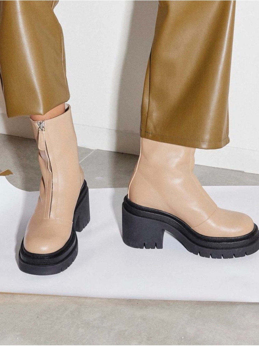 Freda Salvador Sadie Platform Ankle Boots with Black Lug Sole